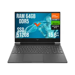 HP - VICTUS AMD RYZEN 7 7445HS RTX 4050 6GB SSD 512GB RAM 64GB LED 15,6" FHD 144Hz
