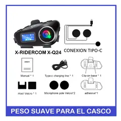 XKIM - Intercomunicador XQ24 Bluetooth 53 Radio FM Linterna Resistencia IPX6