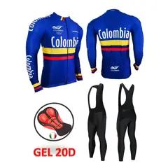 GENERICO - Uniforme Ciclismo Jersey Colombia Azul Licra Larga Badana GEL 20D