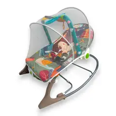 KIDSHOP - Silla Mecedora Para Bebes Con Toldillo 68163 Ardilla Gris