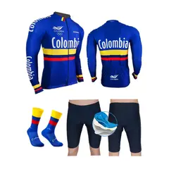 GENERICO - Uniforme Ciclismo Jersey Pantaloneta Medias Badana GEL9D Colombia Azul