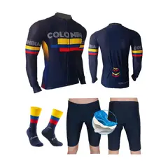 GENERICO - Uniforme Ciclismo Jersey Pantaloneta Medias Badana GEL9D Colombia Oscu