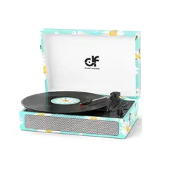 AMERICAN GENERICS - Tocadiscos portátil vintage de 3 velocidades y Bluetooth con altavoces integrados