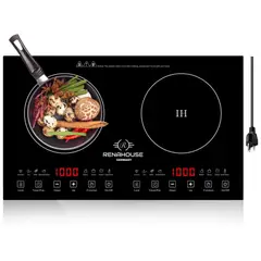 RENAHOUSE - Estufa De Inducción 2 Quemadores 4 Programas 9 Niveles 2000w