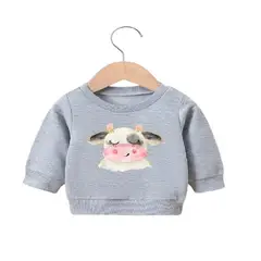 100 - Sueter Color Gris Con Vaca