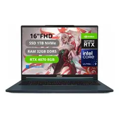 MSI - STEALTH 16 AI STUDIO INTEL CORE ULTRA 9-185H RAM 32GB SSD 1TB RTX 4070 8GB