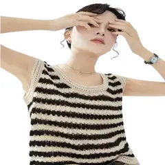 100 - Blusa De Rayas Beige Y Negro