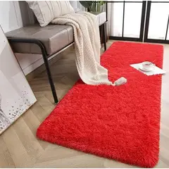 GENERICO - Alfombra Tapete Pie De Cama Peludo Antideslizante Hogar 150 X 60 cms