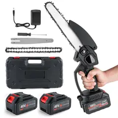 ENERGY PLUS - Sierra Eléctrica de Cadena Portátil 2 Baterías 48V Estuche