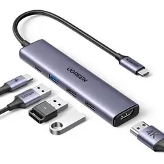 UGREEN - Adaptador Hub 5 En 1 USB-C A Puerto HDMI 4k USB 2.0/3.0 PD 100W