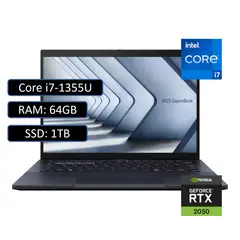ASUS - PORTATIL EXPERTBOOK INTEL CORE I7-1355U RAM 64GB SSD 1TB RTX 2050 4GB