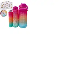 GENERICO - Kit Tres Termos Botella Motivacional pitillo + sticker