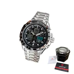TIME - RELOJ JOEFOX ORIGINAL ACERO DOBLE HORA 1919 SUMERGIBLE PLATEADO