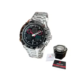 TIME - RELOJ JOEFOX ORIGINAL ACERO DOBLE HORA 1919 SUMERGIBLE PLATEADO