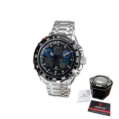 TIME - RELOJ JOEFOX ORIGINAL ACERO DOBLE HORA 1919 SUMERGIBLE PLATEADO