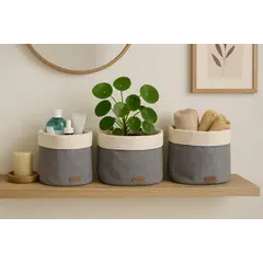 NOSSARENA - Set x 3 Canastos organizadores 15x20cm color gris