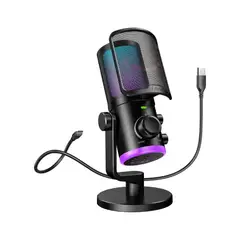 FIFINE - AM6 Micrófono Condensador RGB USB Color Negro