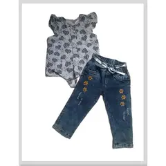 BABY MAS - CONJUNTO BLUSA + JEAN BEBE NIÑA 6 - 12 MESES