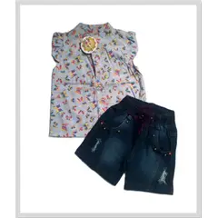 BABY MAS - Conjunto ropa bebé niña blusa +short talla de 3 a 6 meses
