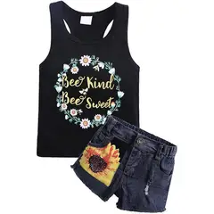 BABY MAS - CONJUNTO ROPA BEBE NIÑA BLUSA + SHORT JEAN GENER
