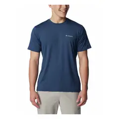 COLUMBIA - Camiseta Hombre TECH TRAIL CREW NECK Azul