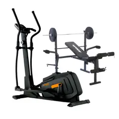 ATHLETIC - Combo Cardio- MultiFuerza Elíptica 570E con pantalla LCD + Banco de pesas Multifuerza plegable