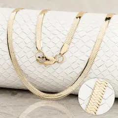 GLEAM GOLD - Cadena Unisex Tejido Egipcio en Oro Laminado 18K 4 mm x 65 cm
