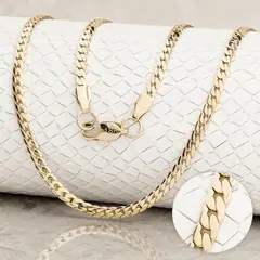 GLEAM GOLD - Cadena Unisex Tejido serpiente en Oro Laminado 18K 2 mm x 65 cm