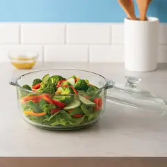 PYR O REY - Refractaria Redonda En Vidrio Con Tapa 1800 ml