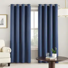 GENERICO - Cortina 100% Blackout Juego 2 Paneles 280x220cm Azul Oscuro