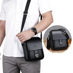 MULTIPLACE COLOMBIA - Bolso Manos Libres para Hombre en Cuero Sintético Negro