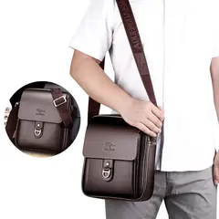 MULTIPLACE COLOMBIA - Bolso Manos Libres para Hombre en Cuero Sintético Café
