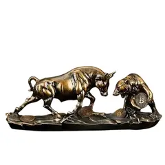 SIN ETIQUETAS - Escultura Italy Guerra De Poder Toro Y Oso En Marmolina