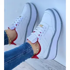 NACIONAL - Tenis Gris Rojo Dama Zapatillas Zapatos Mujer Lindos Moda Casual