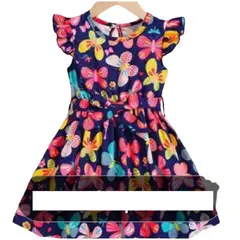 100 - Vestido De Mariposas Azul Oscuro