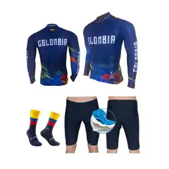 GENERICO - Uniforme Ciclismo Jersey Pantaloneta Medias Badana GEL9D Colombia Tric