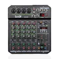 GENERICO - Mezclador Pro Dj Ga06 6 Canales + Bluetooth/usb Con Interfaz