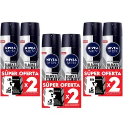 NIVEA - Men Desodorante Hombre Invisible for Black & White Spray 2Pack 150ml x3