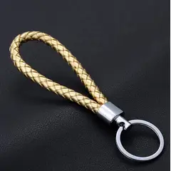 GENERICO - Llavero De Cuero Trenzado Multicolor Regalo Perfecto Llaves Dorado