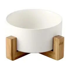 AFM - Comedero O Bebedero Cerámica - Madera Para Perros