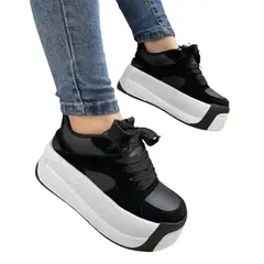 EVEGONZ - Zapato Negro con Plataforma Tenis de Moda Casual