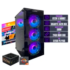 COMPUMAX - COMPUTADOR TORRE GAMER RYZEN 5 5600GT 24 GB DDR4 RGB/512 FUENTE 500W