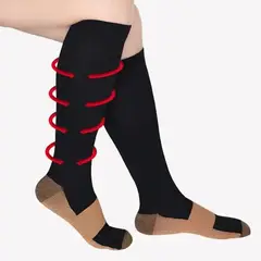 GENERICO - Medias de compresion negro café COMPOSICION 97% NYLON 3% SPANDEX
