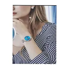 GENEBRE - LINDO RELOJ LUJO ACERO PLATA AZUL