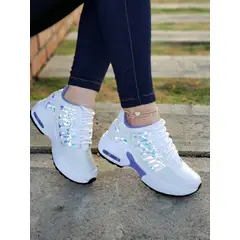 NACIONAL - Tenis Blanco Lila Dama Zapatillas Zapatos Mujer Lindos Moda Casual