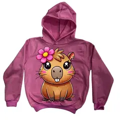 BRYKE - Buzo Hoddie Capota Niña Capibara rosada Flor