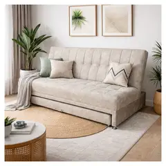 GENERICO - SOFA CAMA TARIMA GREGOR TELA ANTIFLUIDO TAUPÉ