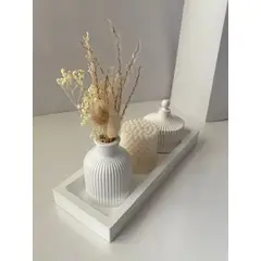 GENERICO - Adorno decorativo para centro de mesa jarron bandeja vela cofre flores