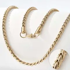 GLEAM GOLD - Cadena Unisex Tejido Espiga en Oro Laminado 18K – 4 mm x 65 cm