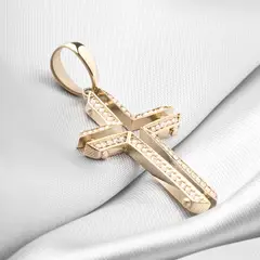 GLEAM GOLD - Dije Unisexo Cruz Brillante Con Piedras 4CM X 2.5 CM